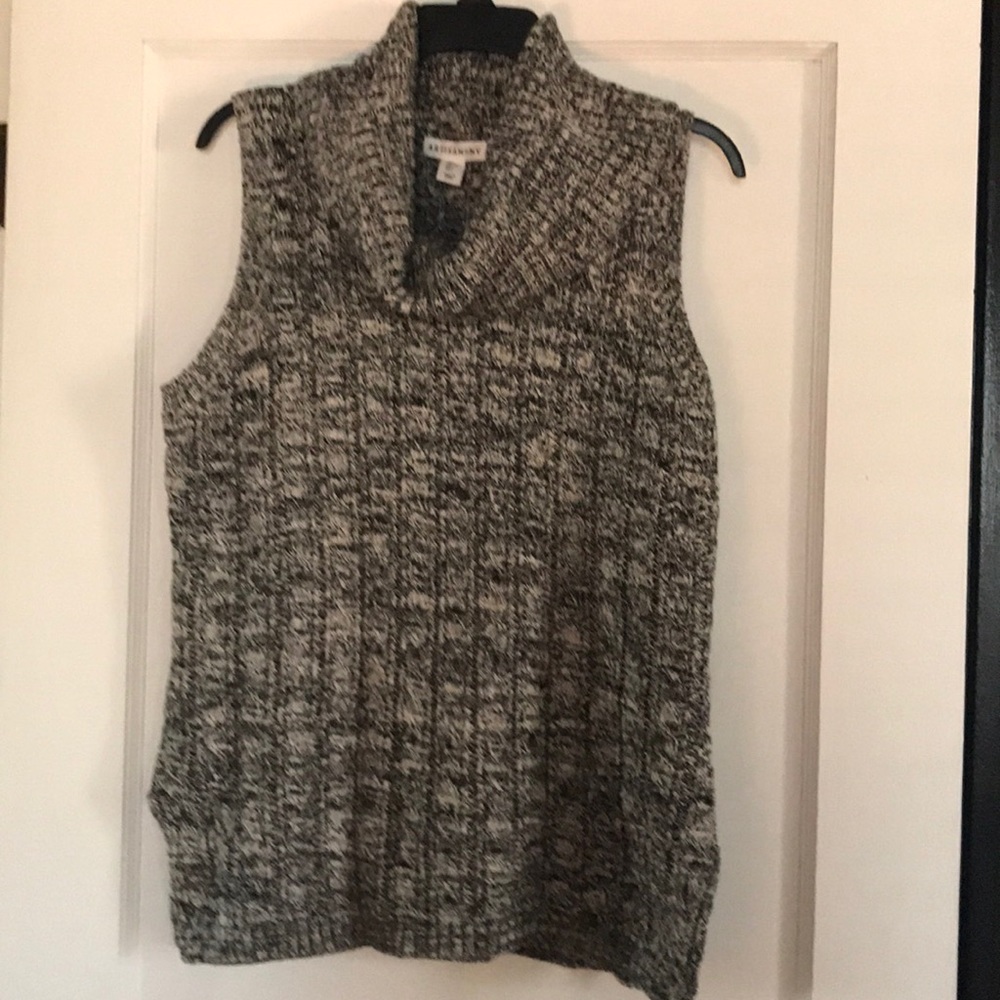 Cowl neck cable knit sweater vest